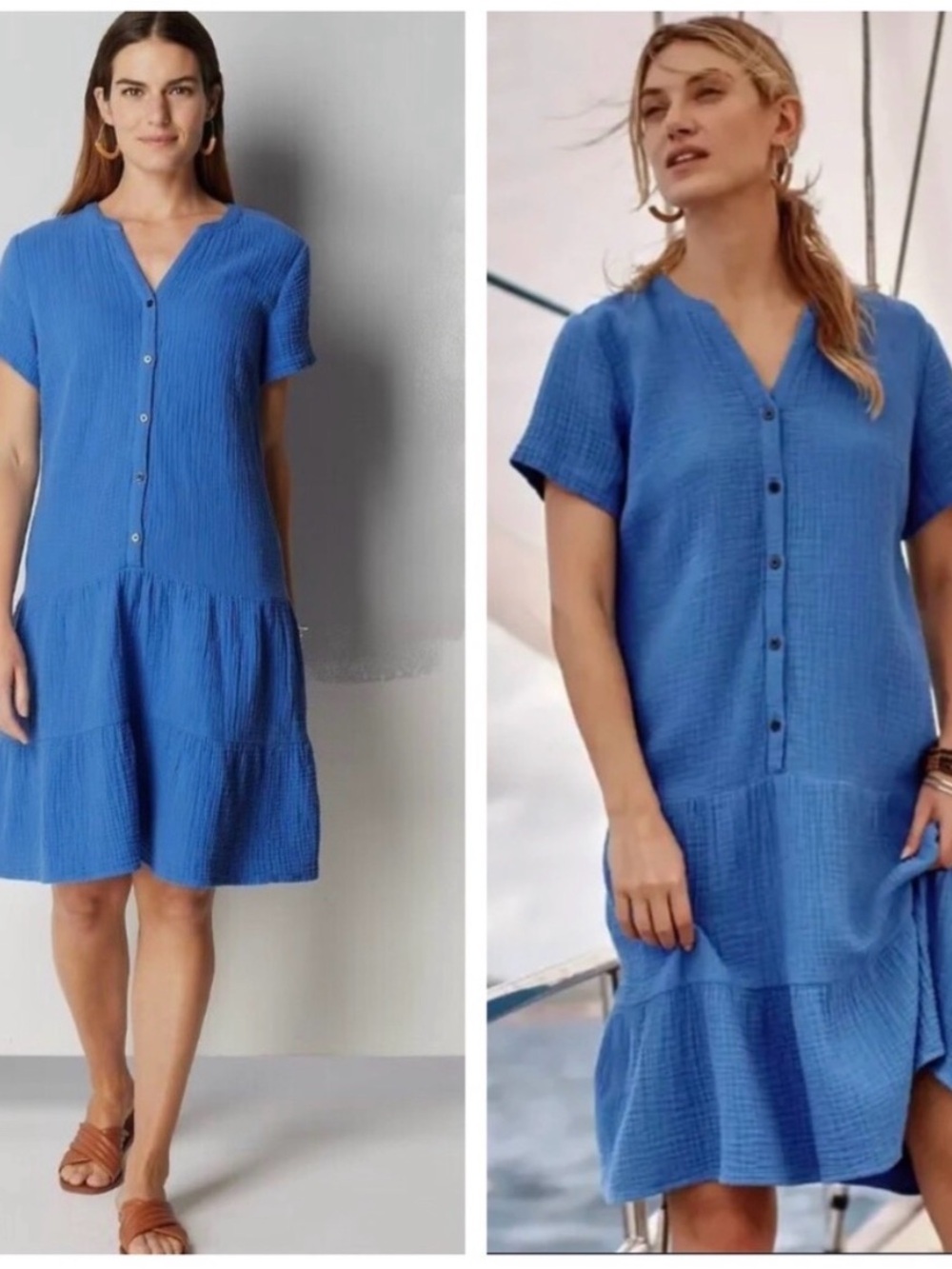 J. Jill Blue Gauze Midi Dress, XL